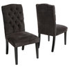 Clark Tufted-Back Fabric Dining Chairs, Set of 2, Dark Gray