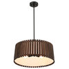 20" W 4-Light Drum Bamboo Chandelier With Black Canopy