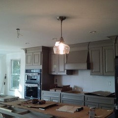 Pendant Lights Above Island with Short Ceiling