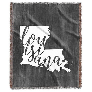"Home State Typography, Louisiana" Woven Blanket 60"x80"