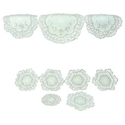 Traditional Table Runners Consigned Vintage Belgian Lace Table Runner, Set of 9