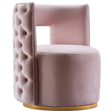 Theo Velvet Upholstered Accent Chair, Pink