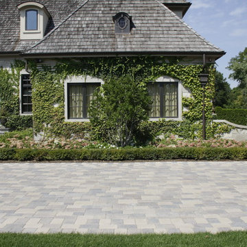 Full Landscape with Patio, Outdoor Kitchen, Stone Driveway and Planting