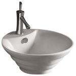 Alfi brand - Round Stepped Above Mount Basin,Overflow, Single Faucet Hole,Center Drain - Whitehaus Collection displays high levels of sophistication and serenity with the Isabella Collection.  Crafted from the highest quality vitreous china available, these basins are as durable as they are luxurious.  The Isabella Collection is offered in a variety of shapes and sizes. The smooth, seamless design creates a modern, contemporary focal point, making it the perfect choice for any d�cor.  Complement any decor with this round stepped above mount basin with chrome overflow, single faucet hole and center drain. Available in white only. Above mount.Chrome overflow.Center drain.Pre-drilled in the center for single hole faucet only