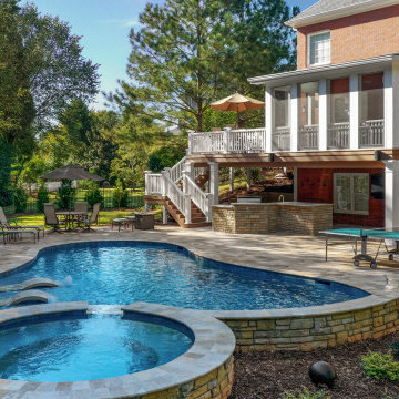 Basement With Exterior Pool & Porch Renovation