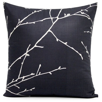 18"x18" Charcoal Gray Branches Decorative Pillow Cover, 12"x20"