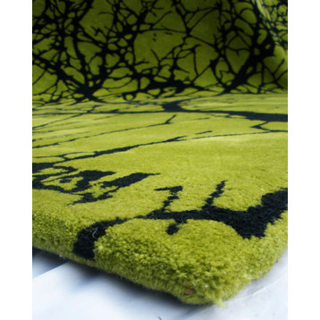 Vision Lime Wool Rug, 6' Square