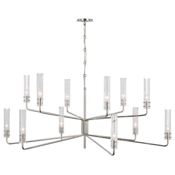 Casoria Grande Two Tier Chandelier in Polished Nickel with Clear Glass