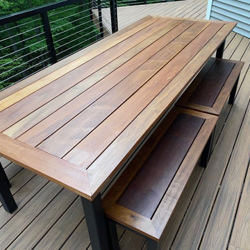 Custom Outdoor Dining Table Set with Benches