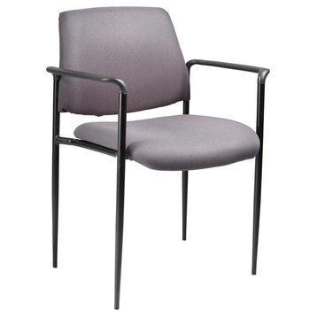 Boss Square Back Diamond Stacking Chair With Arm, Gray