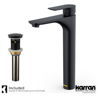 Karran White Acrylic 16" Square Vessel Sink With Faucet Kit, Matte Black