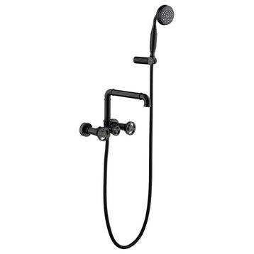 Ruth Industrial Pipe Wall Mounted Bathtub Filler Faucet with Hand Shower