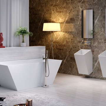 ADM Bathroom Rectangular Freestanding Bathtub, White, 64.2" - SW-119 (64 x 30)