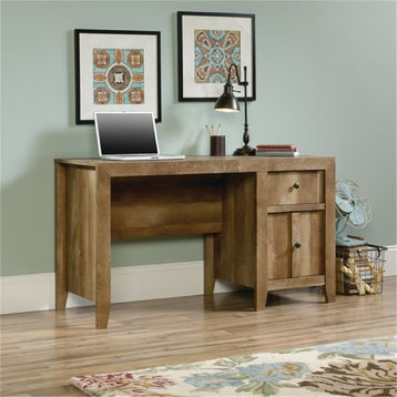 Bowery Hill Rustic Wood Home Office Computer Desk in Craftsman Oak