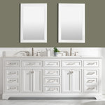 Design Element - Milano Single Vanity, White, 84" - Combining classic charms with modern features, the elegant Milano Vanity Collection by Design Element will instantly transform your bathroom into a work of art. All Milano vanity cabinets are constructed from solid birch hardwood and paired with a 1-inch thick white quartz countertop and backsplash. Soft closing doors and drawers provide smooth and quiet operations, while brushed finished metal hardware provides the perfect finishing touch. Other fine details include white porcelain sinks with overflow, dovetail joint drawer construction, predrilled holes to accommodate 8-inch widespread faucets, and multi-layer paint finish on the cabinets provide beauty and durability for years to come.