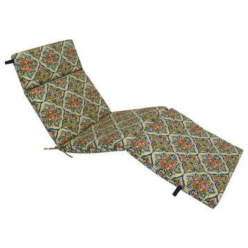72"X24" Polyester Outdoor Chaise Lounge Cushion, Splendor Festive