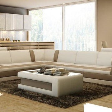 White Sectional Sofa with Coffee Table