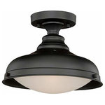 Vaxcel - Keenan 1-Light Semi-Flush Mount Oil Rubbed Bronze - The Keenan collection brings classic and industrial to the forefront, providing focused lighting for every area of the home. The juxtaposition between the dark oil rubbed bronze finish and the three steel shades on the outside and the gloss white finish on the inside gives it a dramatic, yet timeless effect. This is a traditional barn light style piece that blends well with transitional, farmhouse, cottage, and loft interiors and exteriors. Bring a level of sophistication to your trendy urban style. Ideal for bedrooms, hallways, or entryways.