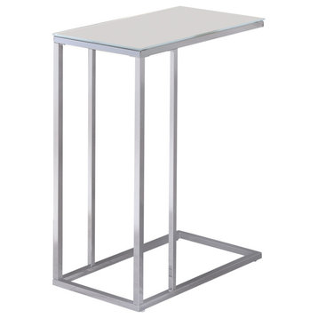 Coaster Glass Top End Table in Chrome and White