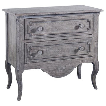 Chest of Drawers Vienna Weathered Gray Solid Wood  2-Drawer Petite