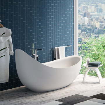 Hialeah Modern Acrylic Freestanding Soaking Tub, White, 79"