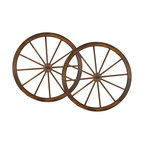 36" Wooden Wagon Wheels, Steel-Rimmed Wooden Wagon Wheels, Set of 2