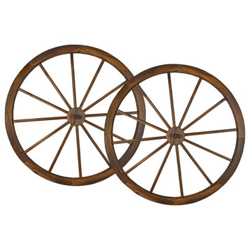 36" Wooden Wagon Wheels, Steel-Rimmed Wooden Wagon Wheels, Set of 2