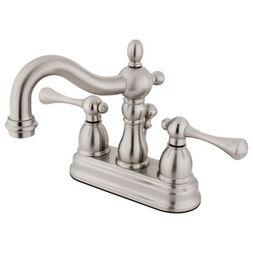 Kingston Brass 4" Centerset Bathroom Faucet w/Retail Pop-Up, Brushed Nickel