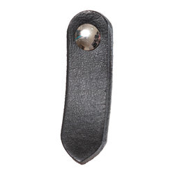Walnut Studiolo - Leather Tab Pull, The St. Johns, Black, Nickel - Cabinet And Drawer Handle Pulls
