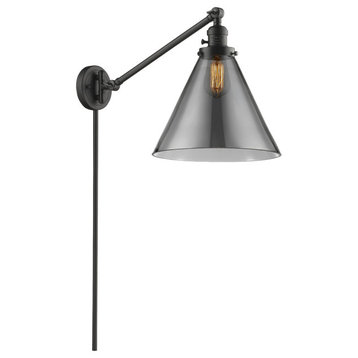 X-Large Cone 1-Light Swing Arm, Oil Rubbed Bronze, Plated Smoke