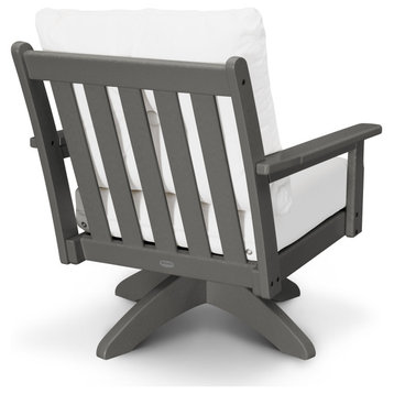 POLYWOOD Vineyard Deep Seating Swivel Chair, Black/Gray Mist