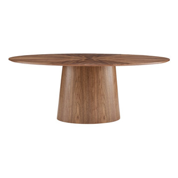The Orbita Dining Table, 79", Walnut, Transitional, Oval