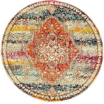 Unique Loom Multicolored Monet Vita 4' 0 x 4' 0 Round Rug