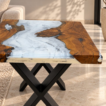 Olive Wood Marble Essence Side Table