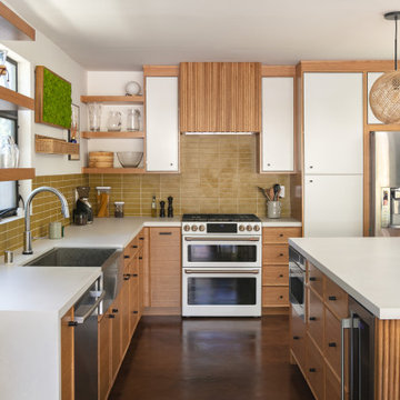 Mid-Century Fusion kitchen remodel and living space addition in Monrovia
