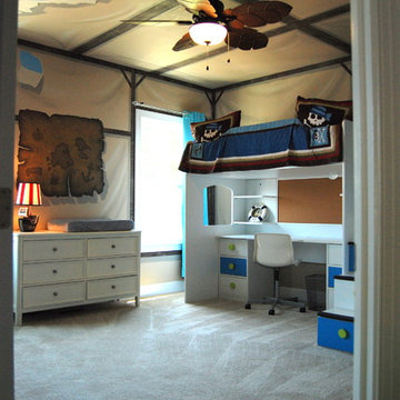 Treasure Island Pirate Mural Themed boys bedroom by MuralArt.com