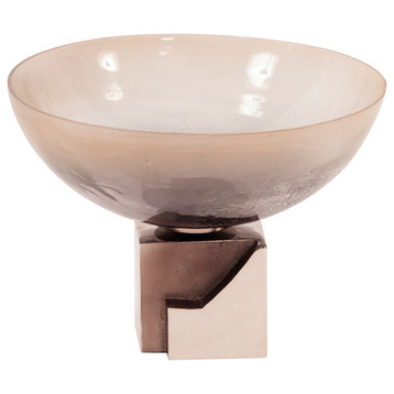 Ombre Glass Bowl on Square Aluminum Base
