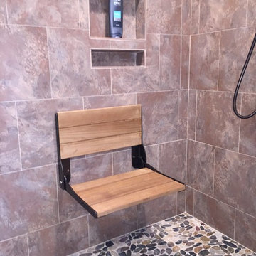 Lowes: Rustic Bath with shower seat, Medford, NY