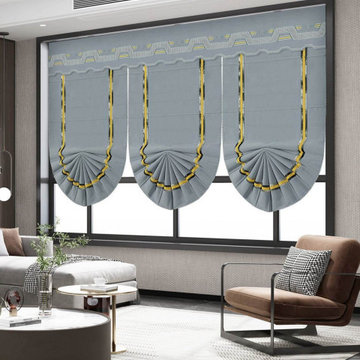 QYBHF748 High Quality Chenille Grey Custom Made Roman Blinds For Home Decoration