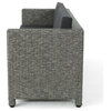 Cony Outdoor Wicker 3-Seater Sofa, Mix Black/Dark Gray Cushion