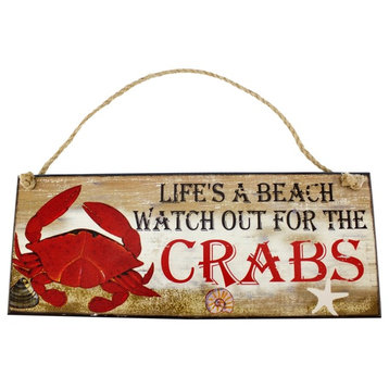 Life Is A Beach Watch For Crabs Wood Wall Plaque 12 Inches
