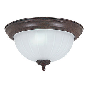 Rubbed Bronze Finish Sunset Lighting F7164-62 Flush Mount with Twist on Faux Alabaster Glass