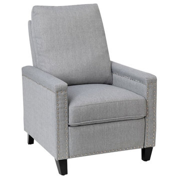 Flash Furniture Carson Fabric Push Back Recliner with Nail Trim in Light Gray