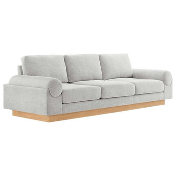 Modway Oasis Upholstered Fabric Sofa with Bolster Armrests in Light Gray