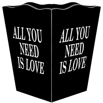 All You Need Is Love Black Wastepaper Basket