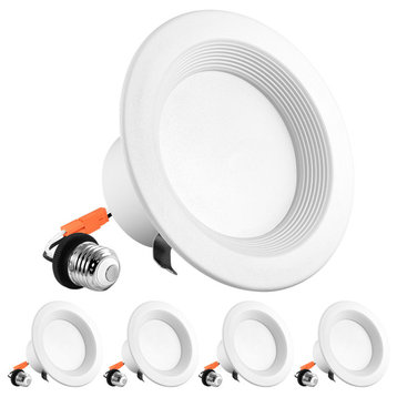 4" LED Recessed Can Light 10W 5 Color Options Dimmable Baffle Trim 4 Pack