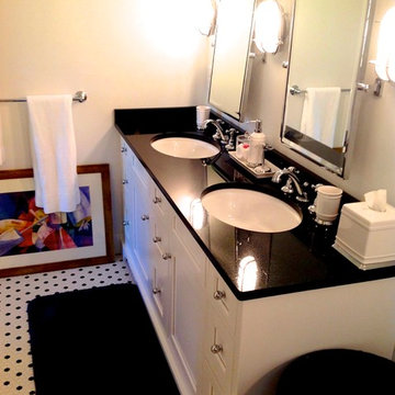 CUSTOM WHITE BATHROOM VANITY WITH BLACK GRANITE TOP