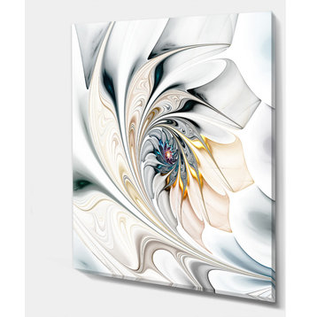 Designart - White Stained Glass Floral Art - Floral Wall Art Canvas, 12"x20"