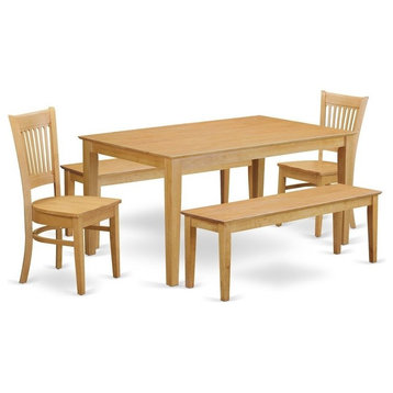 5-Piecetable Set, Table And 2 Dinette Chairs Together With 2 Benches