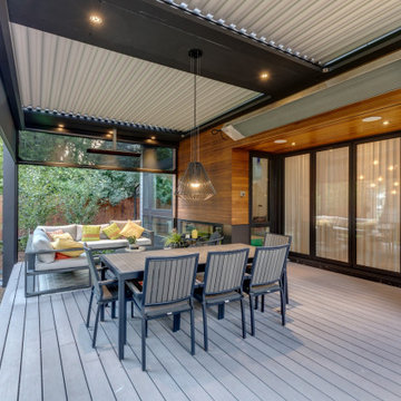 StruXure Adjustable Pergola Over Seating Area with Phantom Motorized Screens
